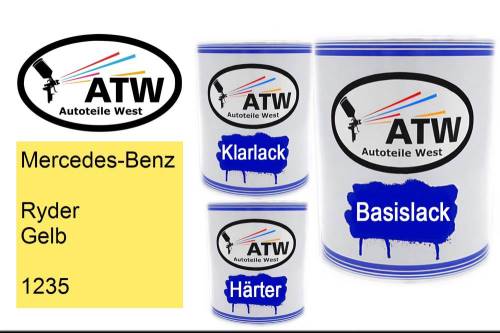 Mercedes-Benz, Ryder Gelb, 1235: 1L Lackdose + 1L Klarlack + 500ml Härter - Set, von ATW Autoteile West.